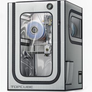 TOPCUBE 3D Printer Enclosure for Bambu Lab A1 Combo, Stainless Steel Frame Enclosure with LED Light for AMS Lite Top Mounting, Fireproof Dustproof Noise Reduction Constant Temperature 3D Printer Cover