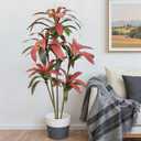 Artificial Dracaena Tree 5FT - Large Faux Plant Indoor Tree with 78 Red Leaves & 5 Heads, 60" Tall Fake Tropical Plant Potted Artificial Floor Plant Trees for Home Living Room Porch Office Decor