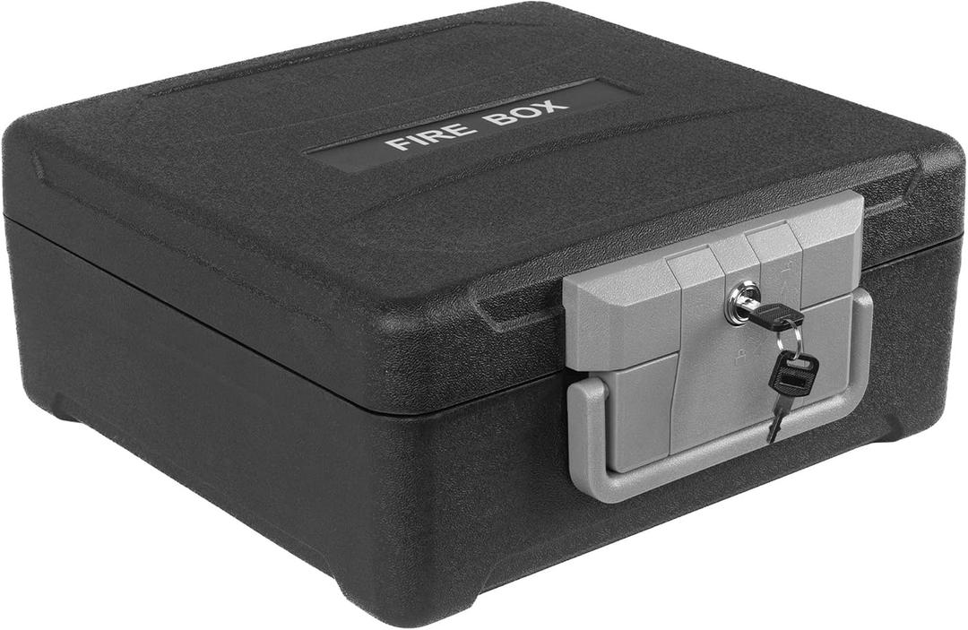 Fireproof and Waterproof Safe, fire safe document box with Sensor light, Portable Lock Box with Key Lock and Ergonomic Handle, 1 Hour at 1700°F, 72 Hours Waterproof 14.4 x 11.2