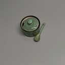 VanEnjoy Retro Hand Painted Flower Ceramic Round Sugar Bowls Spice Containers Porcelain Jar with Spoon Round Condiment (Green)