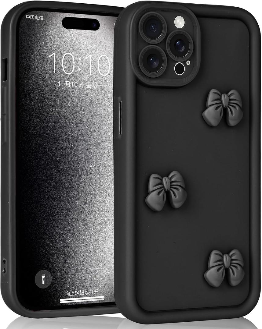 Black Bow Case for iPhone 11 Pro, Stylish Aesthetic Trendy Protective Cover Cute Kawaii Phone Case Womens Girls