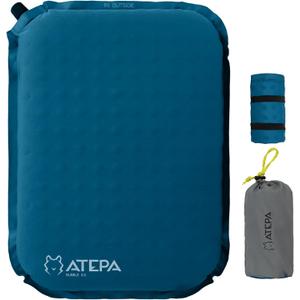 ATEPA Inflatable Stadium Seat Cushion, Self-Inflating Memory Foam Stadium Seats Bleacher Seat Chair Cushion Pad for Airplane Travel Backpacking Sports Events (1 Pack Blue)