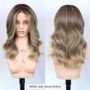 20 Inch Synthetic Lace Front Wig for Women 13x4 Lace Glueless Wavy Ash Brown Wig with Beach Blonde Highlights Pre-Plucked Natural Hairline Heat-Resistant Long Wavy Wig for Realistic Look