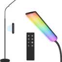 Dimunt LED Floor Lamp, 15W Super Bright RGB Corner Lamp, 3000K-6500K 4 Color Temps Dimmable Floor Lamp, Remote & Touch Control, 1 Hour Timer, Adjustable Gooseneck Standing Lamp for Living Room Home