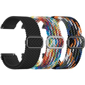 SNBLK 3 Pack 20mm Braided Watch Band Compatible with Garmin Vivoactive 5 Watch Bands/Vivoactive 6/3/4s, Quick Release Adjustable Elastic Nylon Loop Strap for Venu 3S/2S/Venu 3/2 Women Men