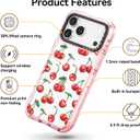 for iPhone 17 Pro Max Case Cute - Military-Grade 20 ft Drop Protection Shockproof Phone Case - Funny Cherry Design (6.9") Glitter Pink