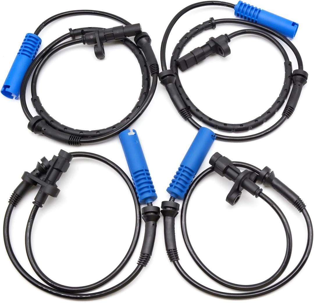 4pcs Front Rear Left & Right ABS Wheel Speed Sensors Compatible with BMW 525i 528i 530i 540i M5 1999 2000 2001 2002 2003 Replace OE# 34526756375 34526756376
