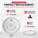 12.4" Toshiba Microwave Turntable Glass Plate + Roller Ring + Coupler Feet Kit Replacement for EM131A5C-BS / EM131A5C-SS / ML2-EC10SA(BS) / ML-EM45PIT(BS), Panasonic, Emerson & Frigidaire Microwaves