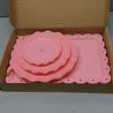 5 Pcs Dessert Table Display Set, Pink Plastic 2 Pcs Round 3 Tier Cupcake Stand Cup Cake Tower Stand with Metal Rod & 3 Pcs Serving Tray for Baby Shower, Tea Party, Wedding, Birthday Party