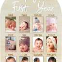 My First Year Arch Photo Frame, Natural Wooden Monthly Milestone Photo Board for Baby Birthday Party Decorations (17x11.8in)
