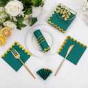 2 x LIYH 200Pack Green Cocktail Napkins 2-Ply Wedding Party Napkins Disposable for Birthday Bridal Baby Shower Anniversary Reception Event Folded 5In x 5In (Dark Green with Gold)
