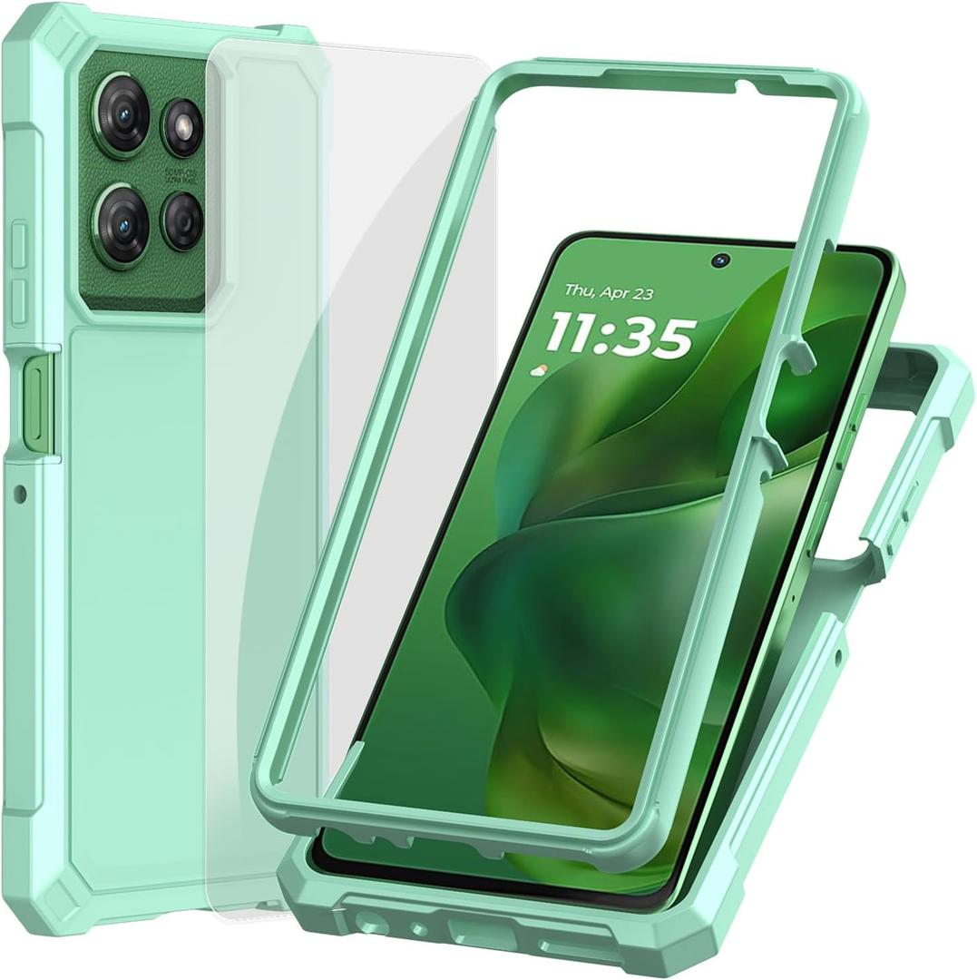 Ailiber Case for G 2025, Motorola Moto G 5G 2025 Phone Case with Screen Protector, Dual Layer Protection, Shockproof Corners TPU Bumper, Rugged Silicone Cell Phone Cover-Mint Green