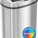 iTouchless SensorCan 50 Liter / 13 Gallon Kitchen Trash Can with Lid & Odor Filter  Motion Sensor Stainless Steel Garbage Bin for Home, Office, or Garage  Slim Oval Shape, Large Capacity Design (Light Silver, Black)