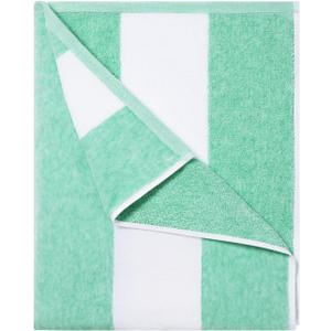 HENBAY Cotton Oversized Beach Towel - Large 70 x 35 Inch Pool Towel, Green Striped Quick Dry Swimming Cabana Towel