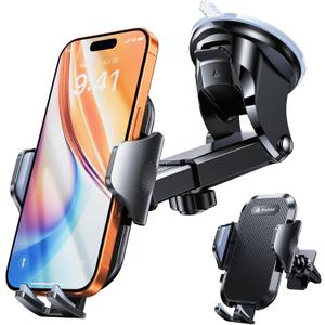 andobil True Military-Grade Phone Holders for Your Car 89+ LBS Strongest Suction & Clip 2026 Ultimate Car Phone Holder, Dashboard Windshield Vent Cell Phone Car Mount for iPhone Sumsung Android