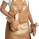 OTOTO Aproo Kitchen Set – Oven Mitts and Chef Apron with Pockets, Cute Cooking Accessories, Funny Kitchen Gift, Kangaroo (Brown Aproo Set), One Size