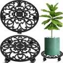 2 Packs 14 Inch Rolling Plant Stand with Wheels Metal Plant Caddy with Wheels Heavy Duty Round Plant Stand Indoor Iron Plants Rollers for Plants, Plant Dolly Planter Caddies