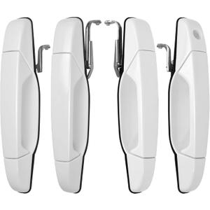 Exterior White Door Handles Fit for 07-14 Chevy Silverado Suburban Tahoe Avalanche, GMC Sierra 1500 2500 3500 HD Yukon XL, Cadillac Escalade EXT ESV, 2007 2008 2009 2010 2011 2012 2013 2014