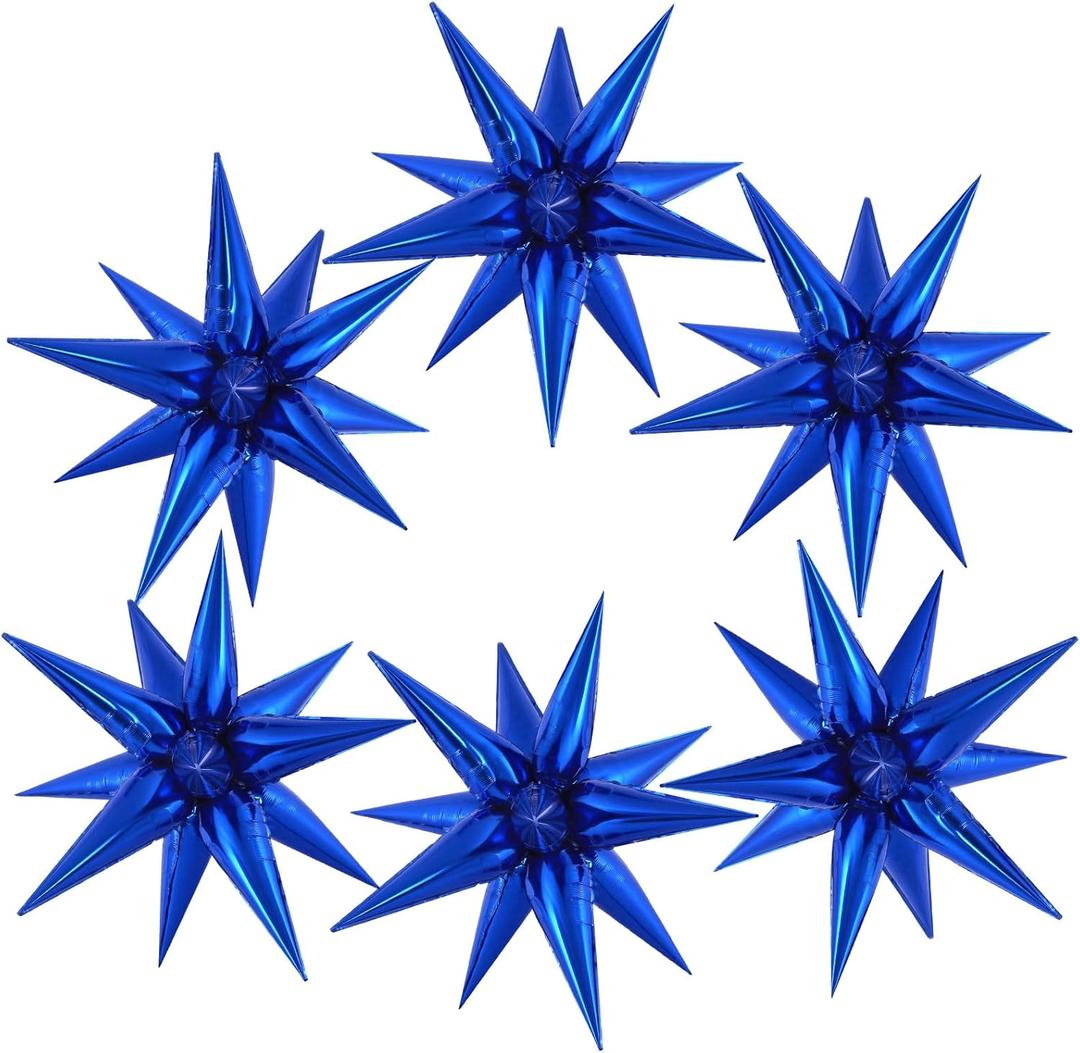 72 Pcs Star Balloons Foil Explosion Balloons Magic 12 Point Star Cone Balloon Arch Garlands Large for Birthday Wedding Anniversary Graduation Party Decorations Backdrops Blue