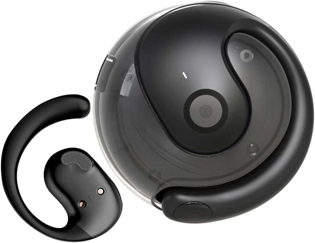 Open Ear Headphones Wireless Bluetooth 5.4, OWS Hanging Earphones Wireless Earbuds with Earhooks and Mic, IPX5 Waterproof, 48H Range, Out of Ear Earbuds for Sports Running Workout Driving(Black)