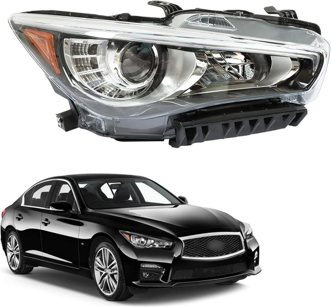labwork Headlight Assembly Replacement for Infiniti Q50 2014-2017 w/DRL w/o AFS Right Front Lamps Passenger Side 260104HB0B