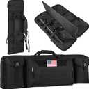 Soft Double Rifle Case - 36" & 42" Tactical Long Gun Bag Backpack - Lockable Rifle Bag with Zipper & Backpack Strap - for Hunting & Shooting Range (BLACK)