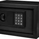 Digital Safe - Electronic Steel Safe with Keypad and Manual Override Keys - Protect Money, Jewelry, Passports - For Home, Business by Stalwart (Black), 12.2" (L) x 7.9" (W) x 7.9" (H)