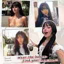 EINAEY Clip in Bangs 100% Real Human Hair, Darkest Brown French Fake Bangs, Bangs Hair Clip & Clip On Bangs for Women, Fringe with Temples, Natural Blend