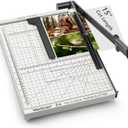 15 inch Guillotine Paper Cutter: Worklion Precision Paper Trimmer with Safety Lock,15 Sheet Capacity, Thickened Metal Based Cutting Board for Crafting Cardstock Photos Laminatedsheets in Class/Office