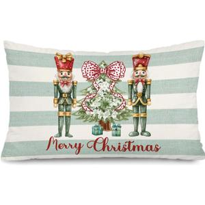 Nutcracker Christmas Decor Pillow Cover 12x20,Nutcracker Decor,Christmas Party Decorations Throw Pillow Covers for Couch Bed Home Bedroom Living Room