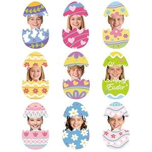 54Pcs Easter Egg Cutouts, Spring Classroom Bulletin Board Decorations, Colourful Eggs Paper Cutting with DIY Photo Space for School Easter Party Home Wall Decor