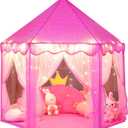 wilwolfer Princess Castle Play Tent for Girls Large Kids Play Tents Hexagon Playhouse with Star Lights Toys for Children Indoor Games (Pink)