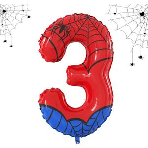 40 Inch Giant Spider Theme Number Foil Balloons - Large Number 3 Balloons for Kids' Birthday Anniversary Party Decorations Supplies (Red)
