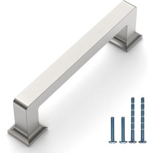 10 Pack 3.75"(96mm) Brushed Satin Nickel Cabinet Pulls Kitchen Cabinet Handles Drawer Pulls Cupboard Hardware for Cabinets CK0078