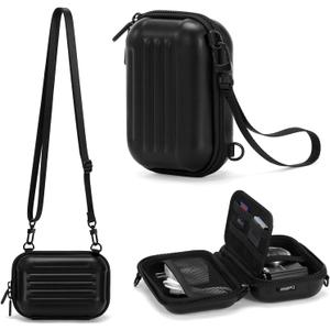 Cwatcun Digital Camera Case, Waterproof Hardshell Digital Camera Bag with 2 Carrying Ways, Lightweight Small Camera Sling Bag Compatible with Kodak PIXPRO/Canon PowerShot/Sony DSCW800 DSCW830 - Black (1.0 Medium)