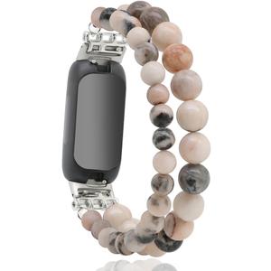 C&L Accessories Bracelets Compatible with Fitbit Inspire 2 Bands for Women Beaded Wristband Adjustable Gemstone Replacement Straps