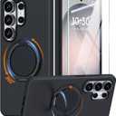 JAME for Samsung Galaxy S26 Ultra Case, Ring Holder Stand Kickstand, Dual Layer Shockproof Protective Cover with Screen Protector, Magnetic Accessory Friendly Galaxy S26 Ultra Phone Case 6.9", Black