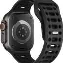 Amizee Sport Bands Compatible with Apple Watch Band 49/46/45/44/42mm Men, Soft Silicone Breathable Replacement Strap for iWatch Ultra 3/2/1 Series 11 10 9 8 7 6 5 4 SE3/2/1, Anthracite Grey/Black