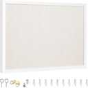 OWLKELA 13.3"x17.7" inch Bulletin Board with Linen, White Wood Style Frame, with 10 Pushpins, Linen Cork Board, Ideal for School, Home & Office