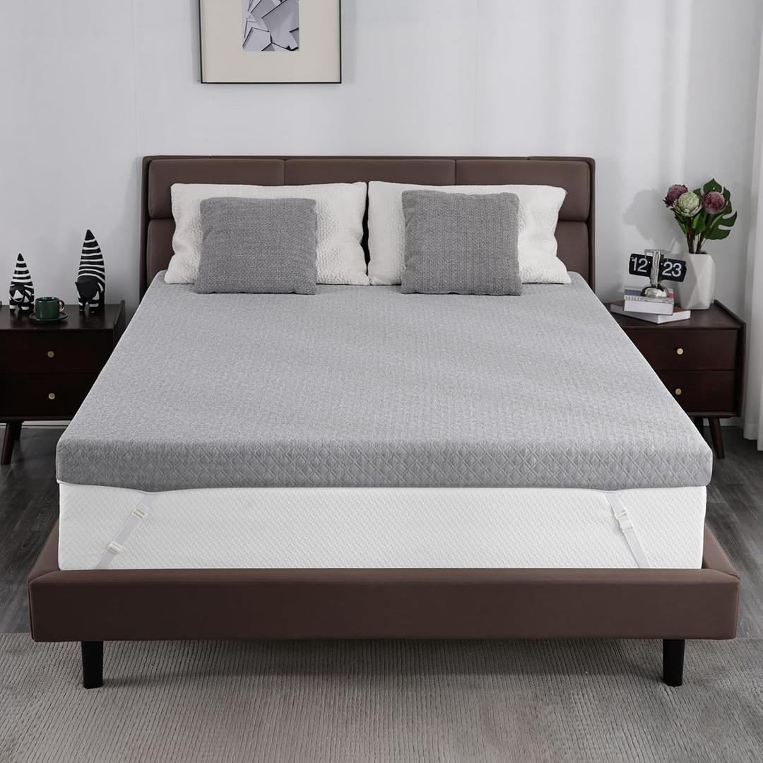 Firm Mattress Topper 4 Inch Short Queen, Extra Firm to Firm Reversible Mattress Pad, High-Density Memory Foam Bed Topper for Back Pain Relief, No Smell, CertiPUR-US Certified,75" x 60"