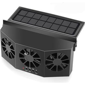 CYDZSW Car Solar Powered Window Exhaust Fan, Car Air Purifier, Car Solar Power Air Vent Radiator Fans for Backseat or Frontseat, Vehicle Ventilation Fan(Black)