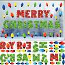 2 x Christmas Bulb Light Window Clings - Winter Car Refrigerator Decorations Stickers for Holiday Xmas Home Kitchen Living Room - Door Window Seasons Decals