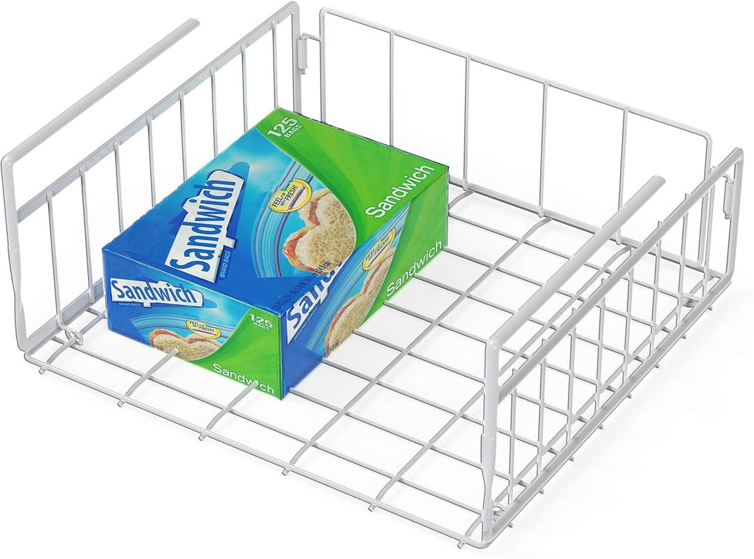 Simple Houseware Under Shelf Basket, White (1 Pack)