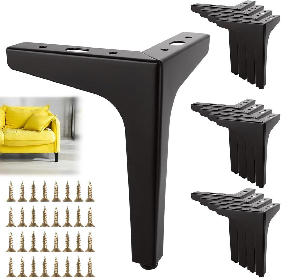 12PCS Metal Furniture Legs 6 inch Sofa Legs, Modern Style Replacement Triangle Legs for Dresser Chair Bed Cabinet Cupboard Replacement Couch Feet