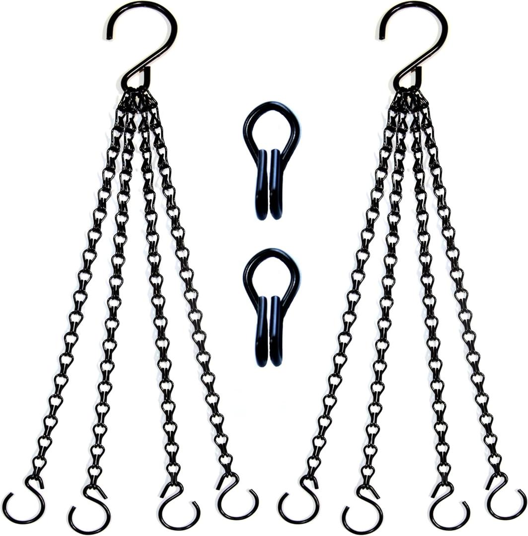 2Packs 26inch 90lbs Black Heavy Duty Metal Hooks Hanging Chains Hangers for Garden, Balcony, Yard, Kitchen, for Hanging Plant Pots,Planters,Bird Feeder,Lanterns, Billboard Etc.