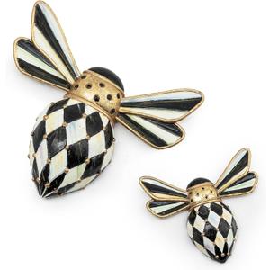 MACKENZIE-CHILDS Set of 2 Decorative Magnets, Magnets for Refrigerator Decor, Courtly Check Bee