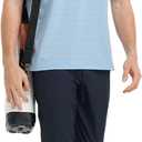 Rouen Polo Shirts for Men Dry Fit Performance Heather Stripe Golf Polo Moisture Wicking Lightweight Breathable Golf Shirts (L)