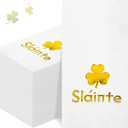 Funrous 100 Pcs St. Patrick's Day Guest Napkins Foil Gold Slainte Shamrock Paper Napkin White Irish Disposable Hand Towel for St Patrick Irish Party Dinner Bathroom Decoration Supplies (100, Slainte)