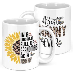 Nanny Gifts Christmas from Grandchildren 11oz Mug, Mothers Day Gifts for Nanny, Grandma Birthday Gift Ideas, Best Nannies Ever Coffee Mug