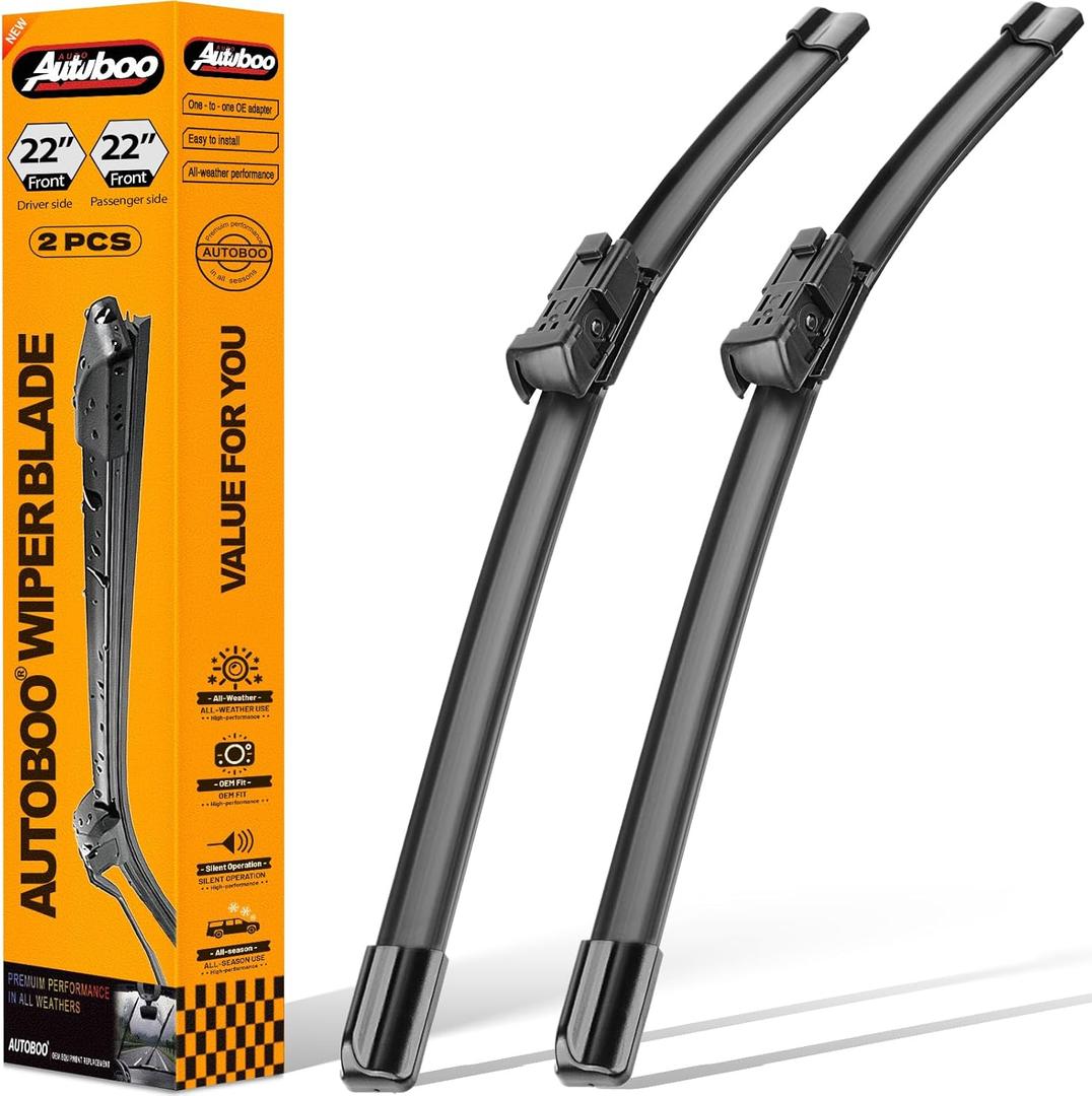 OEM Windshield Wiper Blades Replacement for 2018-2014 Chevy Silverado 1500 2500 3500 HD GMC Sierra 2014-2018, High Performance Front Beam Wiper Blades, OE Style, All-Weather, 22 Inch Set of 2